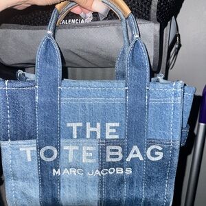 The Denim Small Tote Bag in Blue Denim